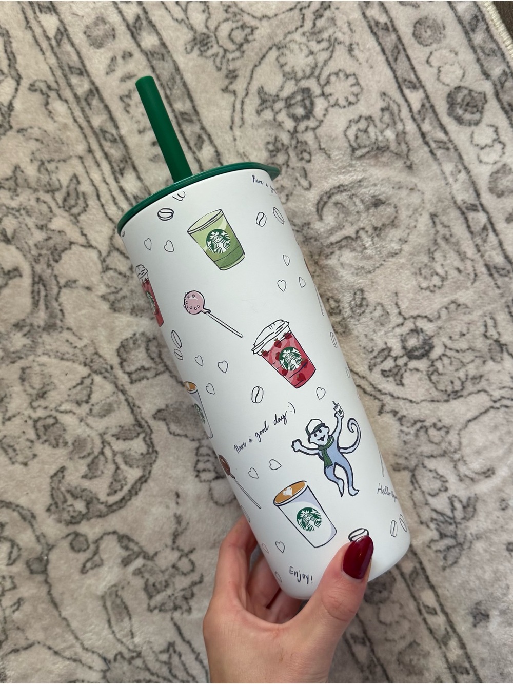 Starbucks x Roller Rabbit pattern Stainless Tumbler with Green Lid - Picture 2 of 4